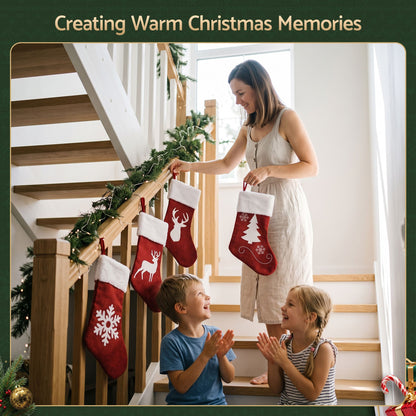 Jingle Jollys 4 Pack Large Velvet Christmas Stockings 46.5cm Red White Decor Perfect For Gift Ideal, Fireplace Mantels Christmas Trees Holiday Party Decorations