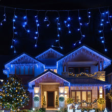Jingle Jollys 32m solar icicle Christmas lights 960 LED blue, Stacks Warehouse AU