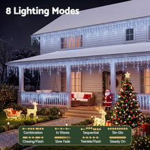 Jingle Jollys cool white solar icicle lights, 192 drops across 32m