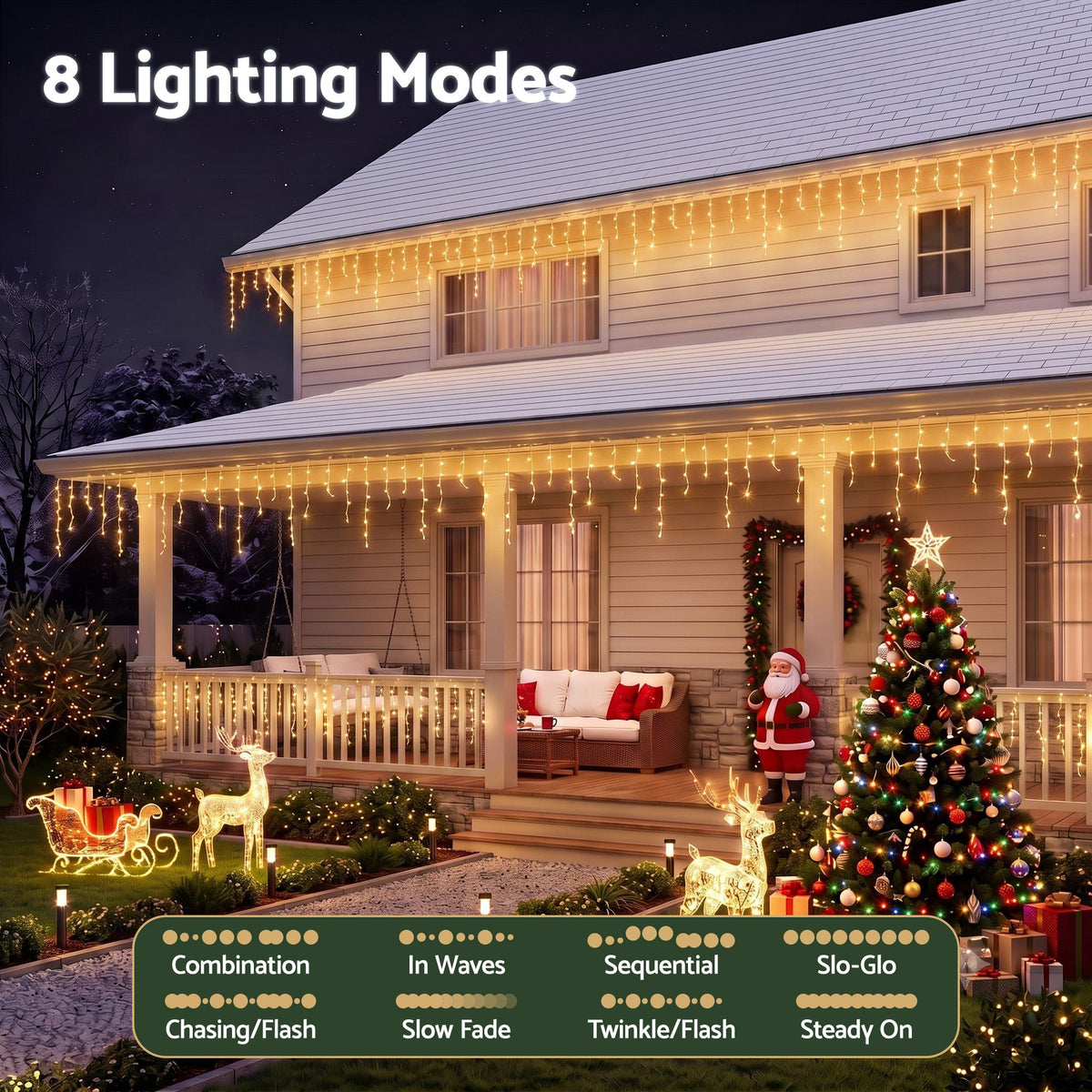 Jingle Jollys 32M Christmas Lights Icicle String Light 960 LED Decor Warm White