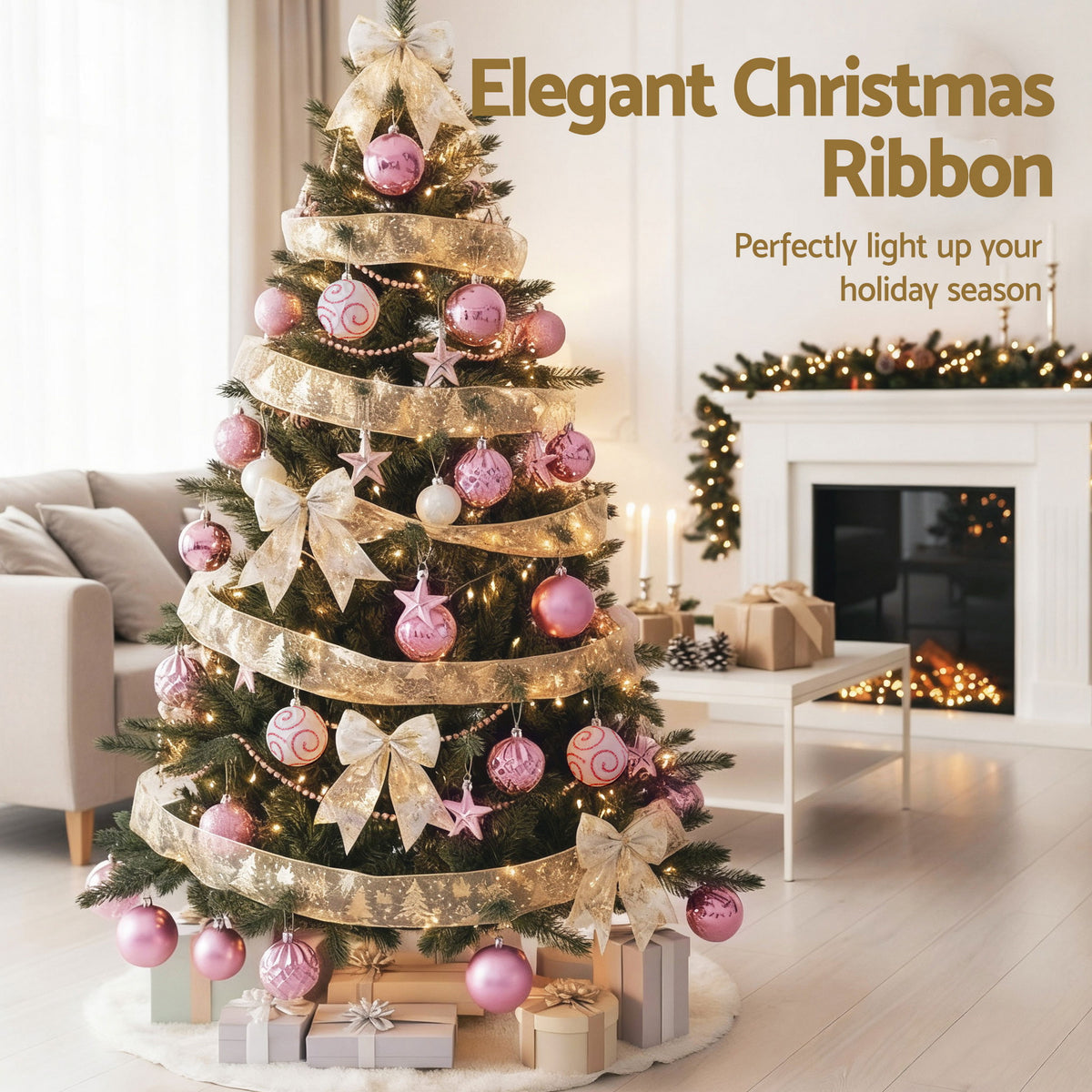 Jingle Jollys 34pc Ornament Set + 20m Ribbon - Pink Gold - view 6