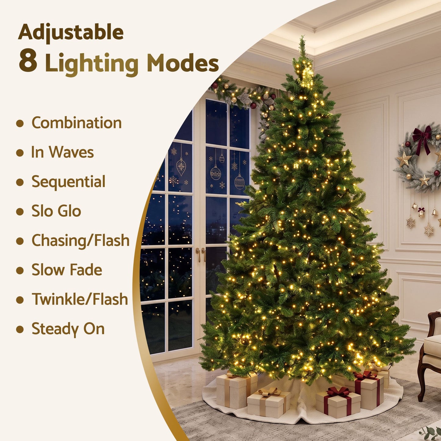 Jingle Jollys Pre Lit Christmas Tree 2.7m 1800 LEDs