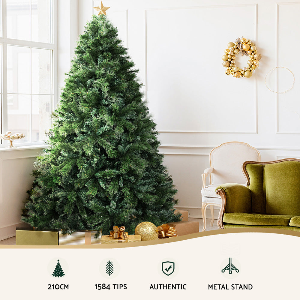 Jingle Jollys Christmas Tree 2.1M Xmas Tree Decorations Pine Needles 1584 Tips