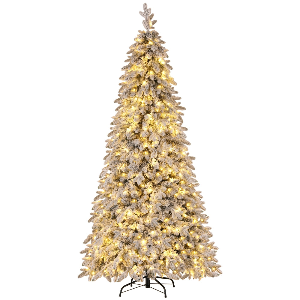 Jingle Jollys 2.1m Snow Flocked Pencil Tree - 350 LED