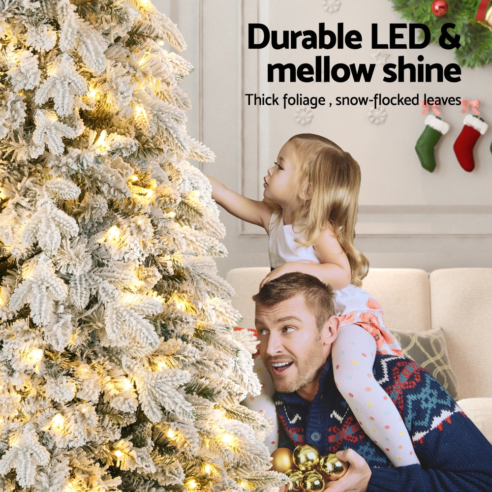 Jingle Jollys 2.1m Snow Flocked Pencil Tree - 350 LED - view 5