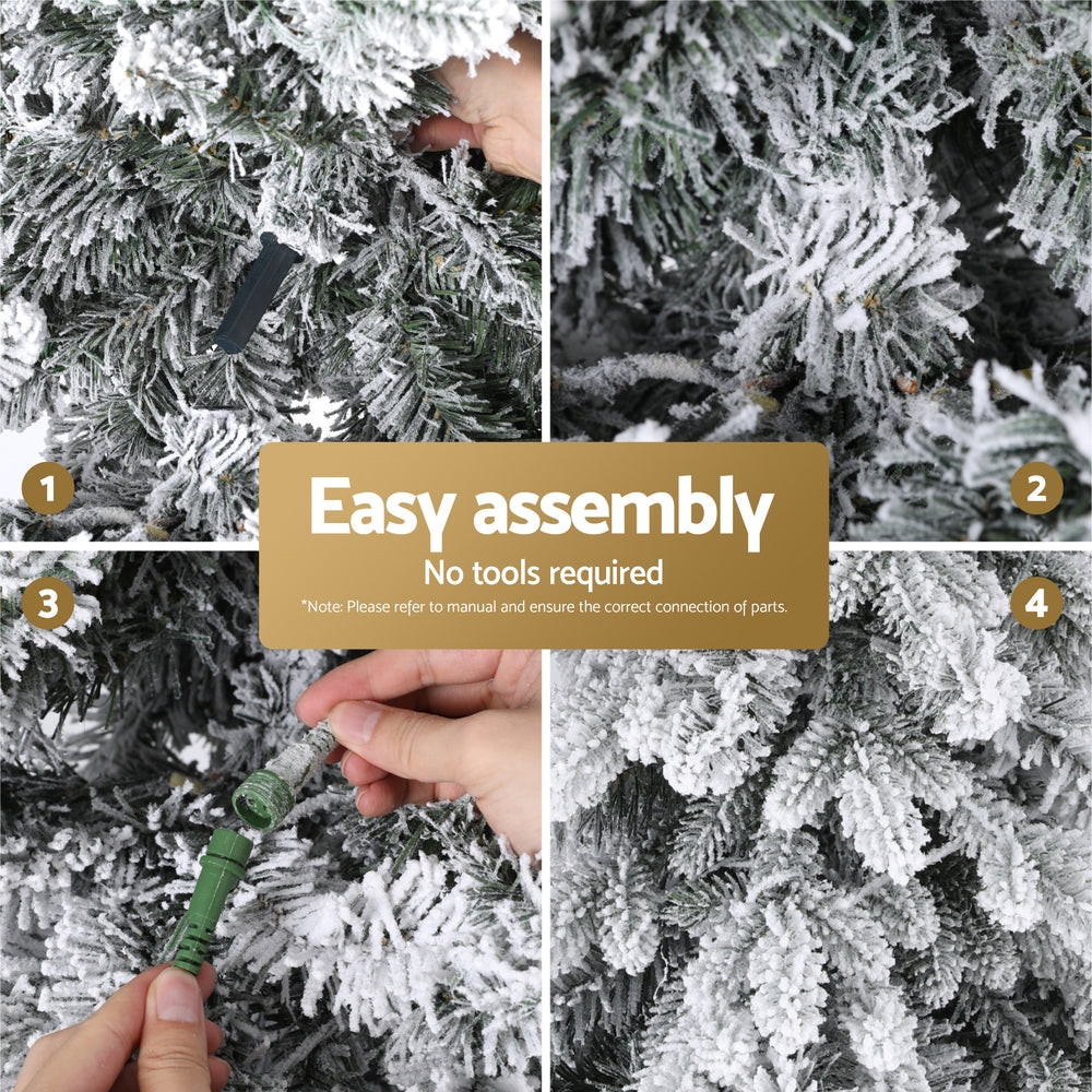 Jingle Jollys 2.1m Snow Flocked Pencil Tree - 350 LED - view 6