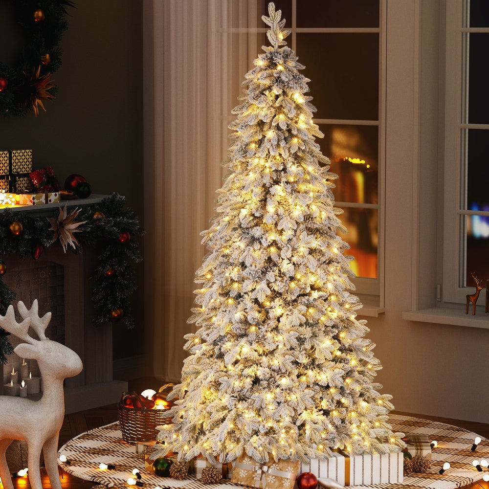 Jingle Jollys 2.1m Snow Flocked Pencil Tree - 350 LED - view 7