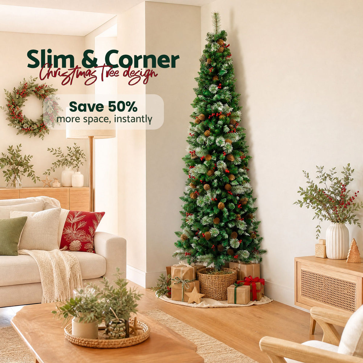 Jingle Jollys 2.1m Corner Christmas Tree - 402 Tips - view 5