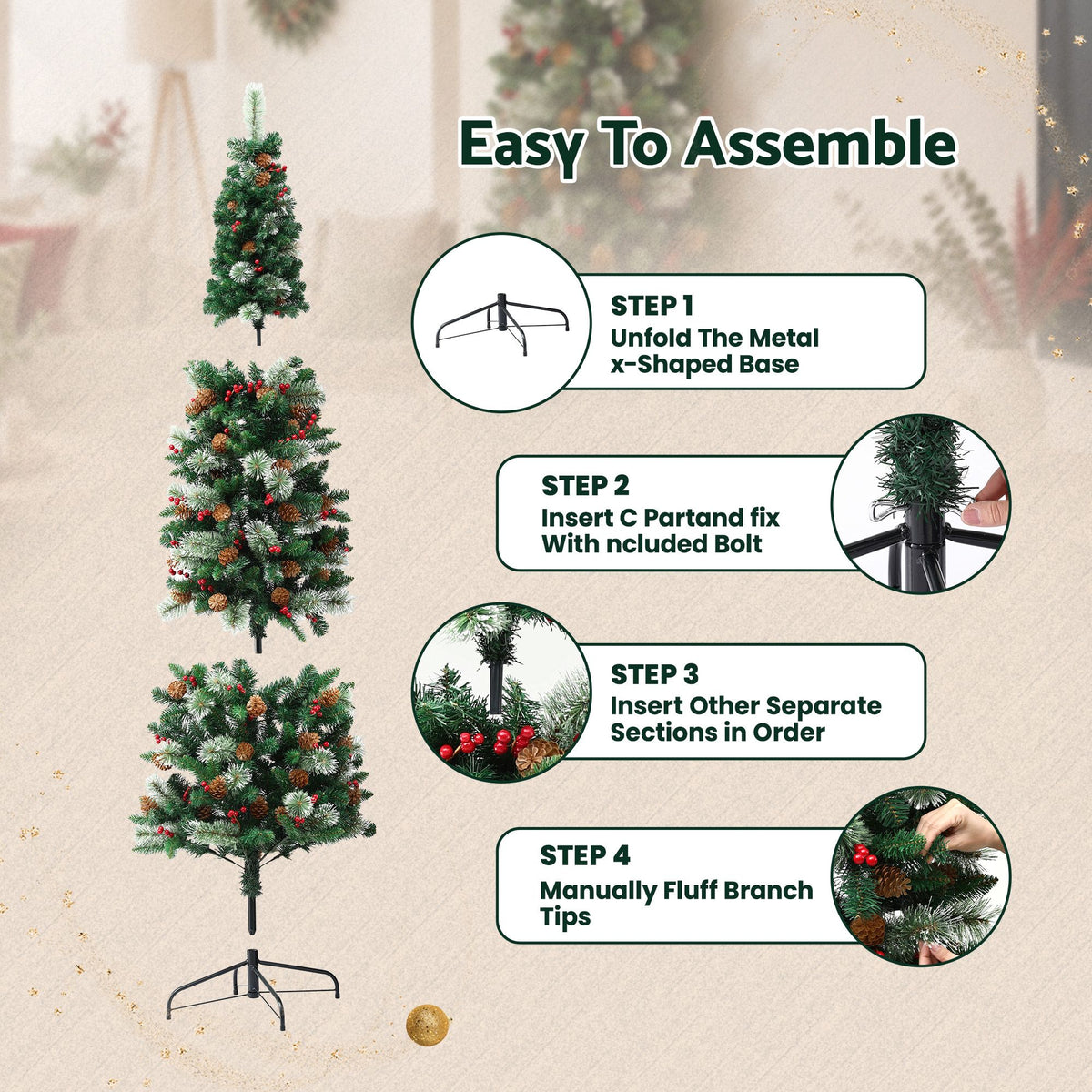 Jingle Jollys 2.1m Corner Christmas Tree - 402 Tips - view 6