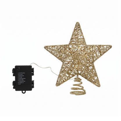 Jingle Jollys 3D Gold Tree Topper Star - 20 Warm LED - view 3