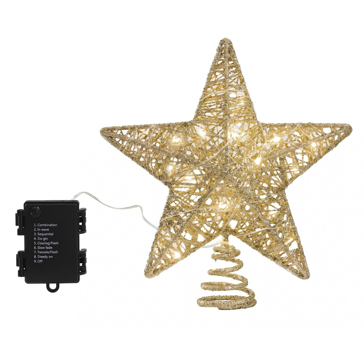Jingle Jollys 3D Gold Tree Topper Star - 20 Warm LED - view 4