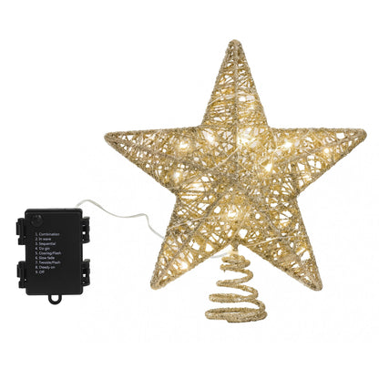 Jingle Jollys 3D Gold Tree Topper Star - 20 Warm LED - view 4