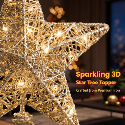 Jingle Jollys 3D Gold Tree Topper Star - 20 Warm LED - view 7