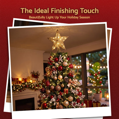 Jingle Jollys 3D Gold Tree Topper Star - 20 Warm LED - view 9