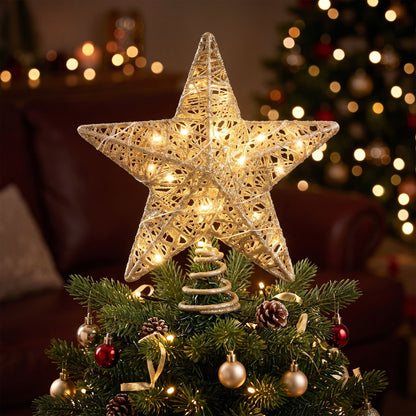 Jingle Jollys 3D Gold Tree Topper Star - 20 Warm LED - view 10