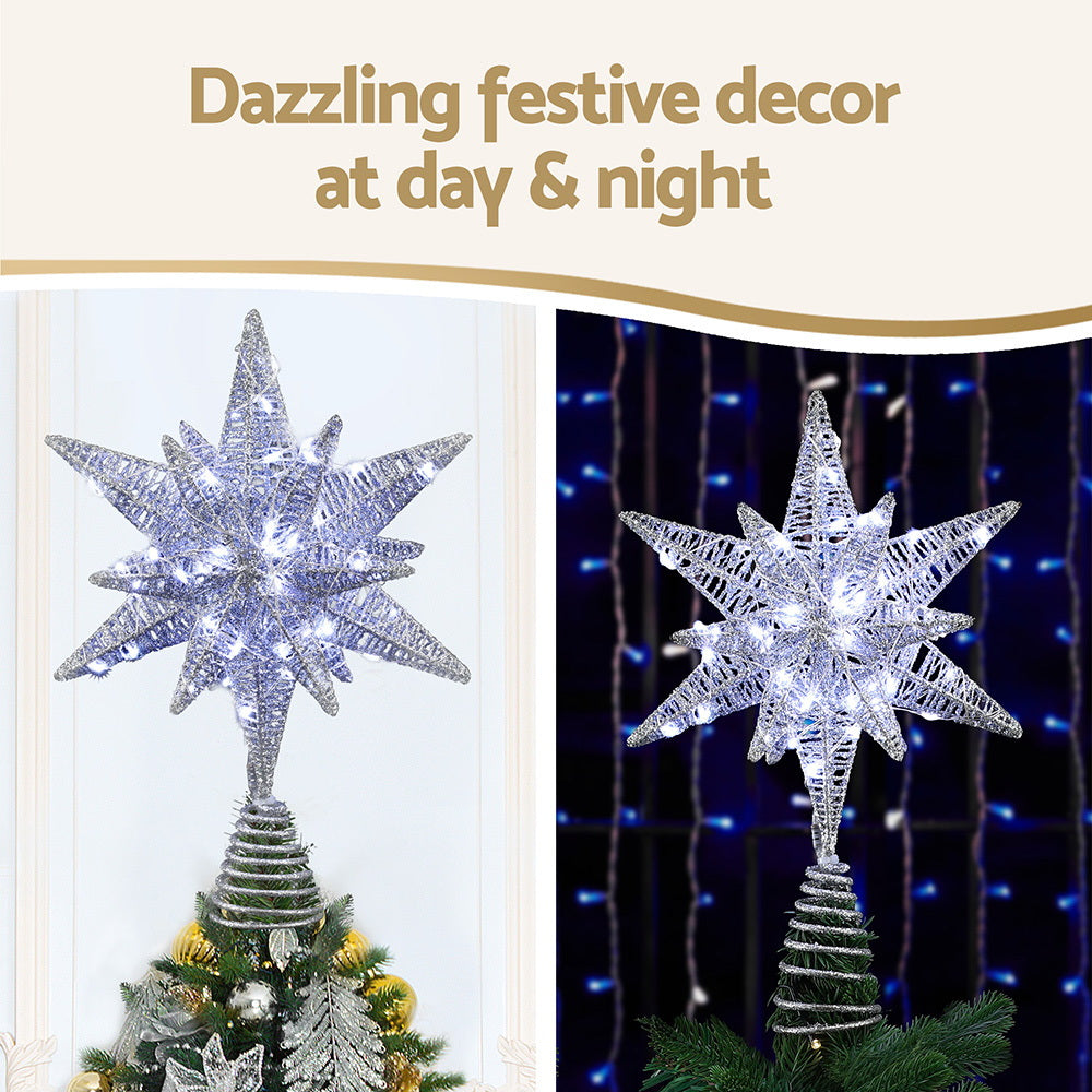 Jingle Jollys 3D LED Tree Topper Star - 60 LED, Timer - view 4