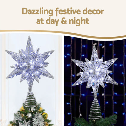 Jingle Jollys 3D LED Tree Topper Star - 60 LED, Timer - view 4