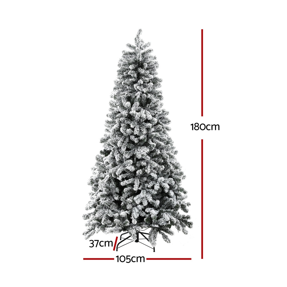 Jingle Jollys 1.8m Snow Flocked Pre-Lit Tree - 350 LED - view 2