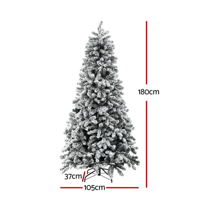 Jingle Jollys 1.8m Snow Flocked Pre-Lit Tree - 350 LED - view 2