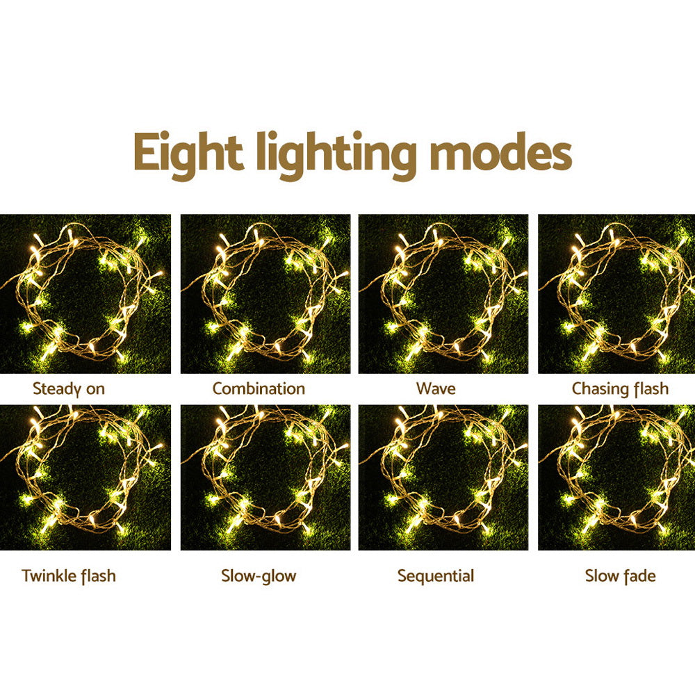 Jingle Jollys Christmas Curtain Lights 600 LED Warm White 6m x 3m 8 Modes
