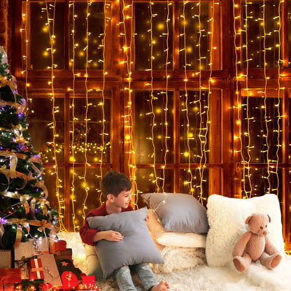 Jingle Jollys Christmas Curtain Lights 600 LED Warm White 6m x 3m 8 Modes
