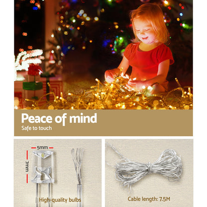 Jingle Jollys Solar Icicle Christmas Lights 500 LED Warm White 12.5m 100 Drops