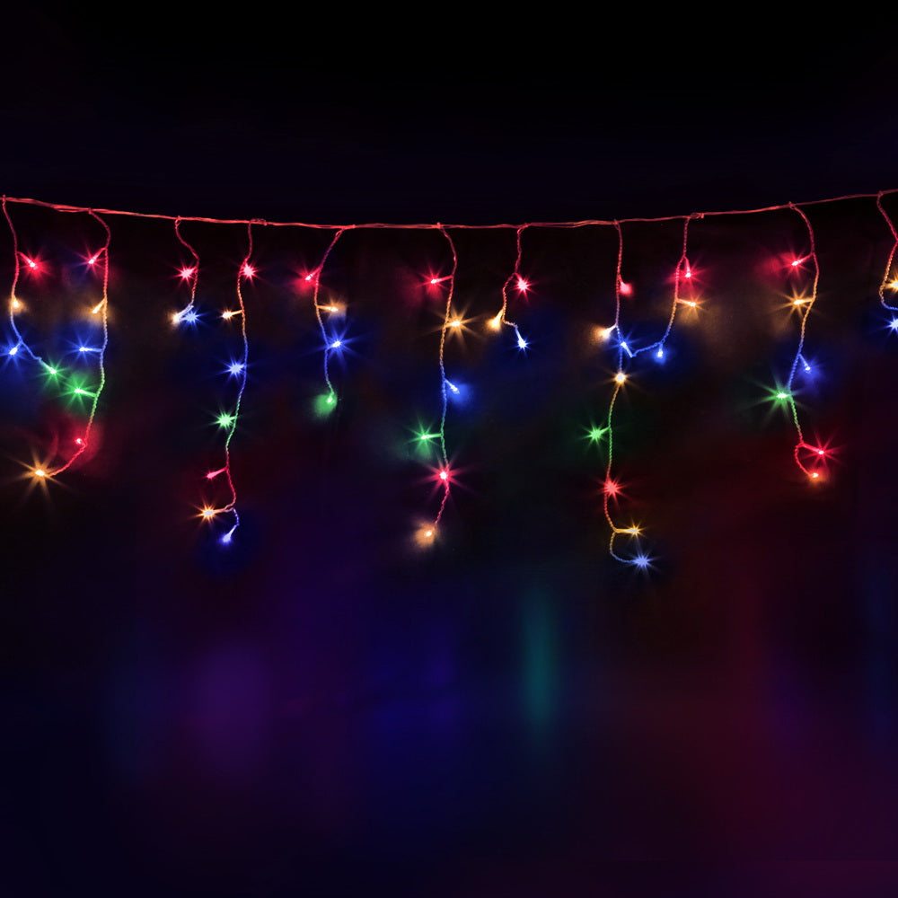 Jingle Jollys Icicle Christmas Lights 800 LED Multicolour 20m 160 Drops 8 Modes