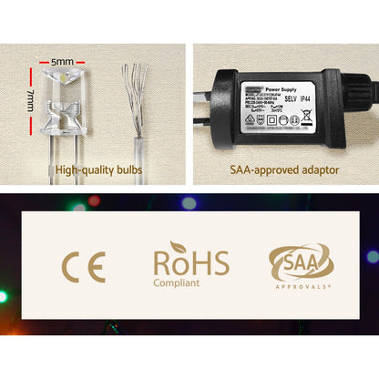 Jingle Jollys Icicle Christmas Lights 800 LED Multicolour 20m 160 Drops 8 Modes