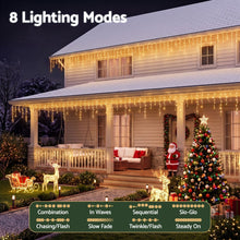 Jingle Jollys warm white icicle lights, 160 drops across 20m lighted length