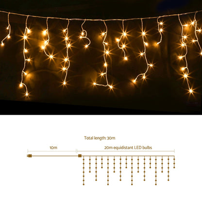 20M Christmas Lights Icicle Light 800 LED Warm White Decor Jingle Jollys
