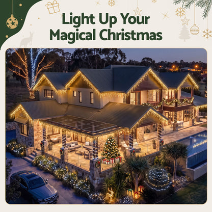 20M Christmas Lights Icicle Light 800 LED Warm White Decor Jingle Jollys