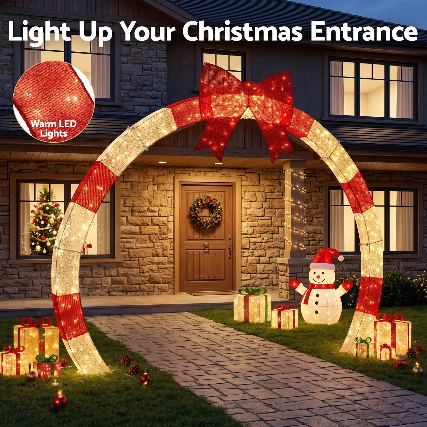 Jingle Jollys 2.5m Christmas Archway Pre-Lit Warm White LED Outdoor Garden Decoration