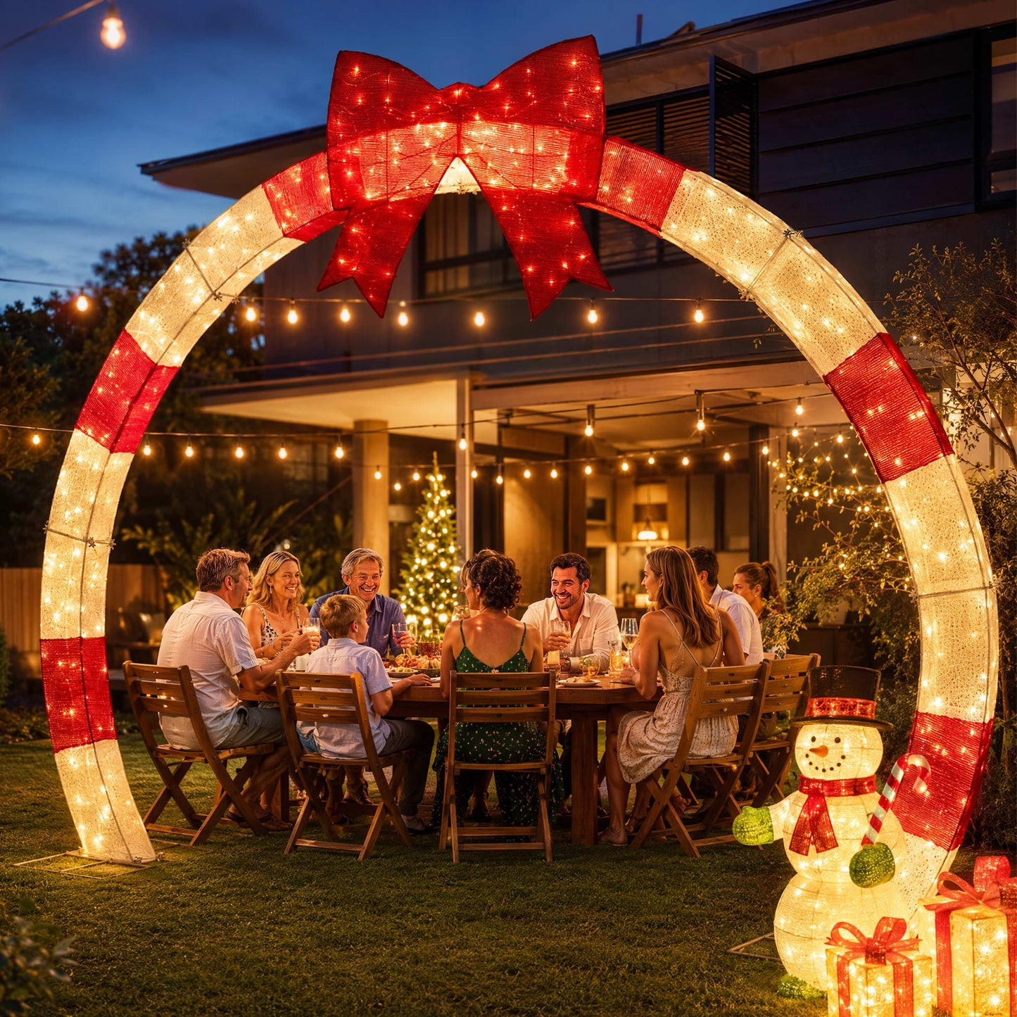 Jingle Jollys 2.5m Christmas Archway Pre-Lit Warm White LED Outdoor Garden Decoration