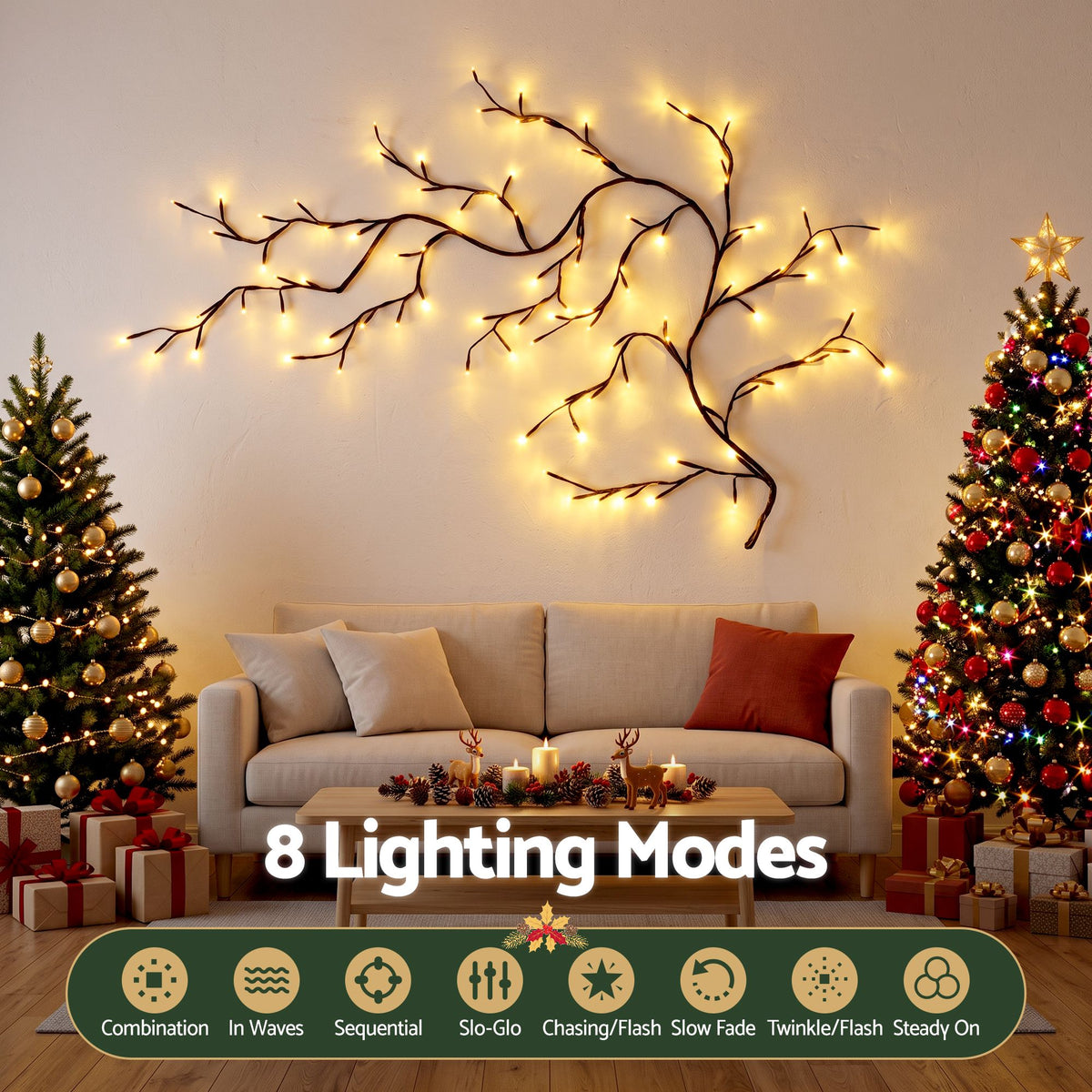 Jingle Jollys Willow Vine LED Branch Lights 1.8m - USB - view 3