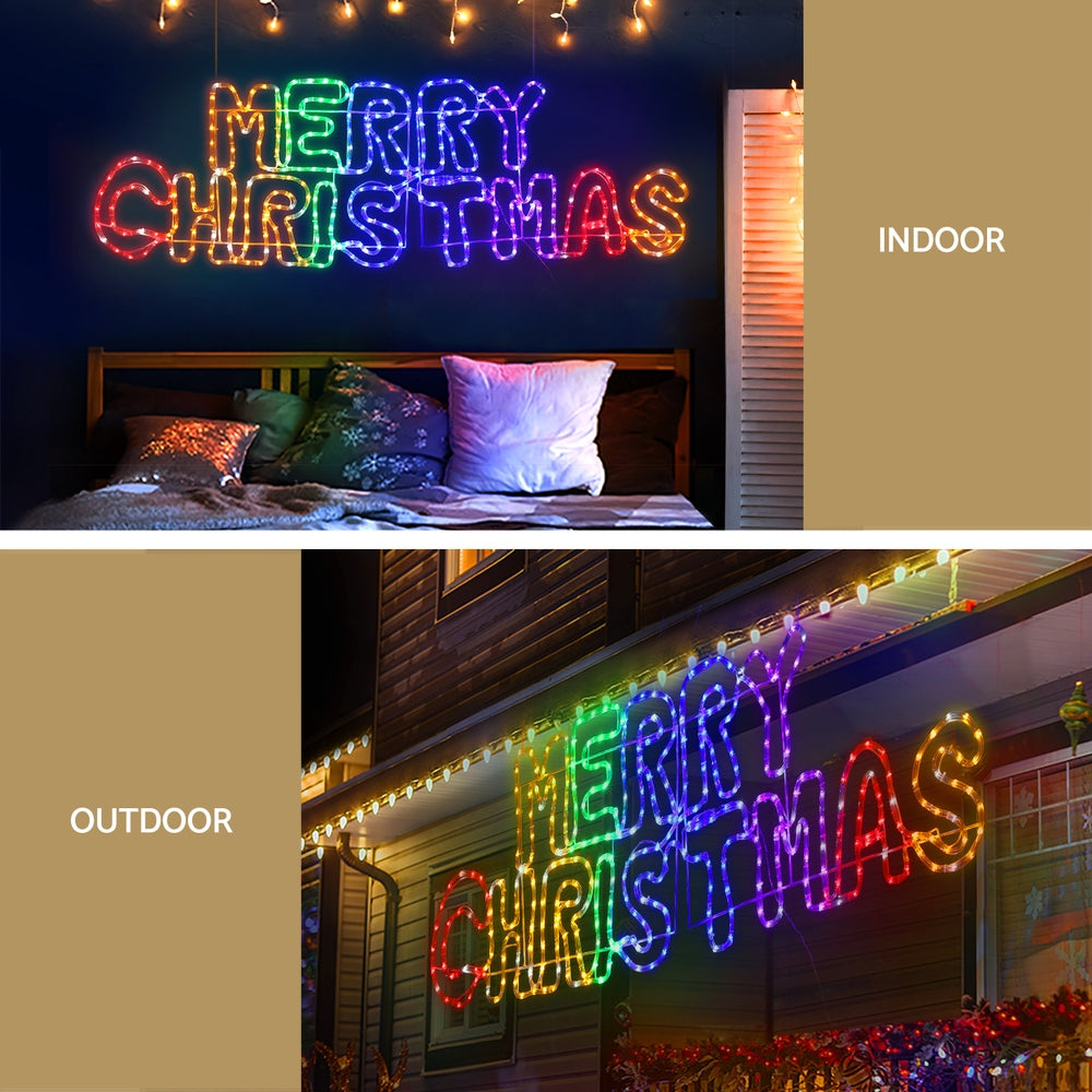 Jingle Jollys Merry Christmas LED Rope Light Motif 360 LED Multicolour 1.6m