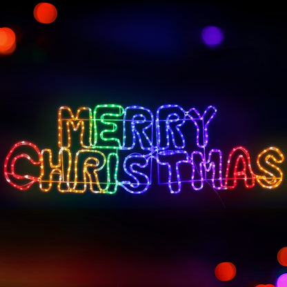 Jingle Jollys Merry Christmas LED Rope Light Motif 360 LED Multicolour 1.6m