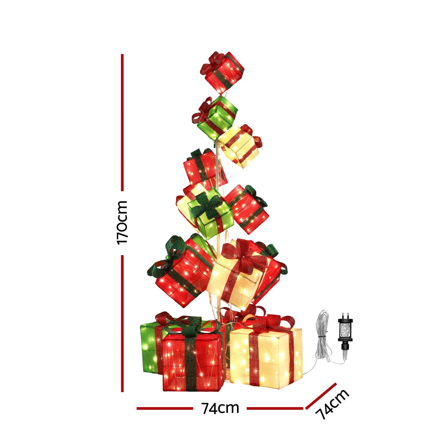 Jingle Jollys Pre-Lit Christmas Gift Box Tower 170cm 15pc 350 LED