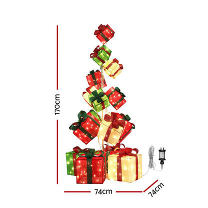 Jingle Jollys Pre-Lit Christmas Gift Box Tower 170cm 15pc 350 LED