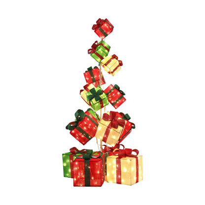 Jingle Jollys Pre-Lit Christmas Gift Box Tower 170cm 15pc 350 LED