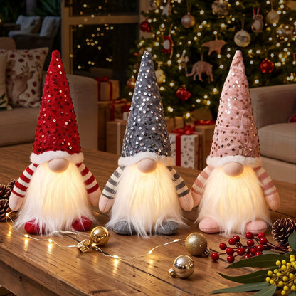 Jingle Jollys Light Up Christmas Gnomes 30cm - Set of 3