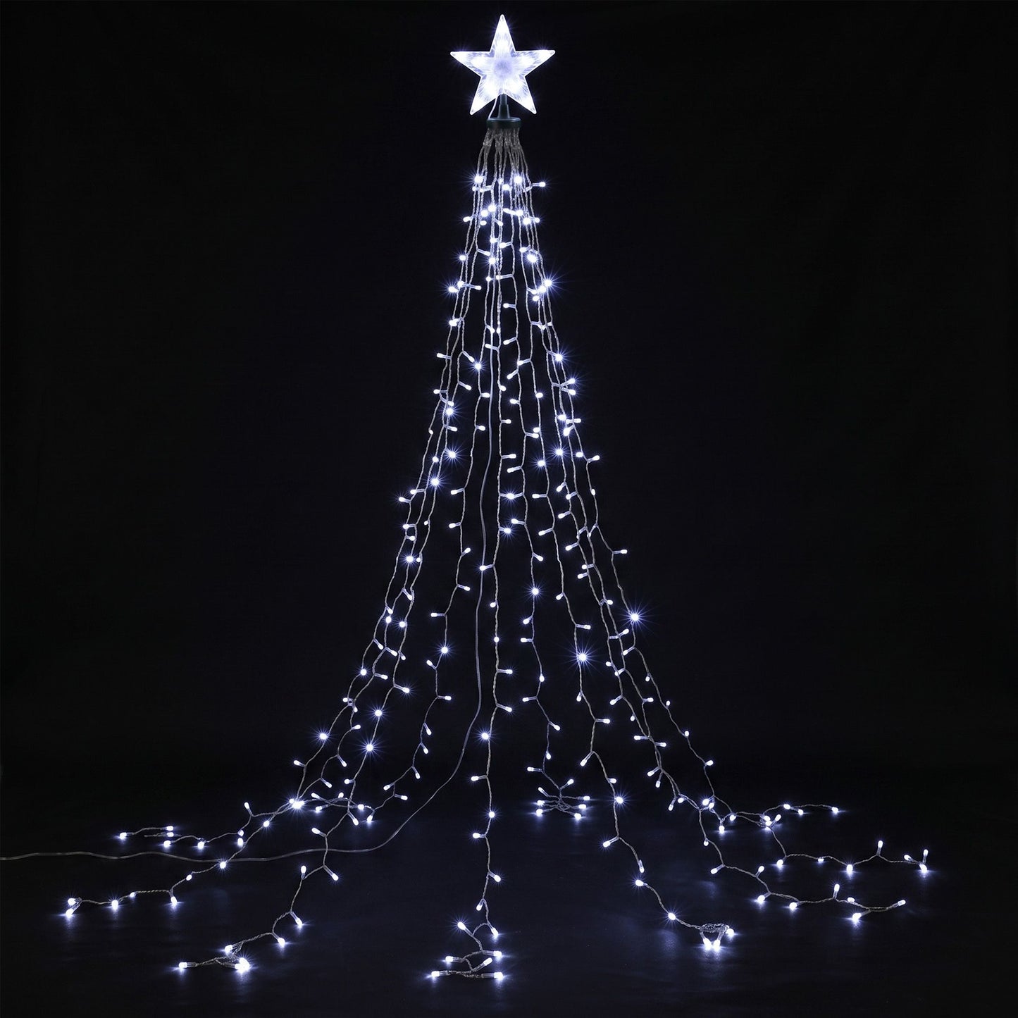 Jingle Jollys Christmas Tree Waterfall Lights Star Topper 2.5m 300 LED Cool White