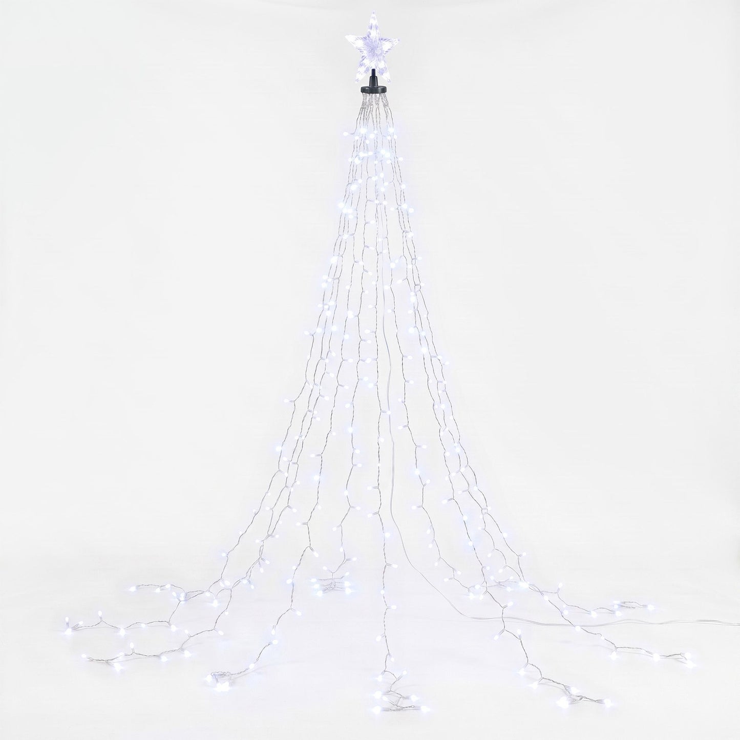 Jingle Jollys Christmas Tree Waterfall Lights Star Topper 2.5m 300 LED Cool White