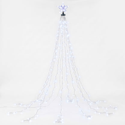 Jingle Jollys Christmas Tree Waterfall Lights Star Topper 2.5m 300 LED Cool White