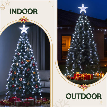 Jingle Jollys Christmas Tree Waterfall Lights Star Topper 2.5m 300 LED Cool White