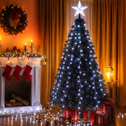 Jingle Jollys Christmas Tree Waterfall Lights Star Topper 2.5m 300 LED Cool White