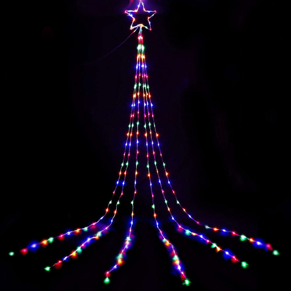 Jingle Jollys Solar Cascading Christmas Lights 6 Strand 200 LED Multicolour 3m