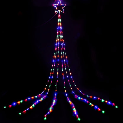 Jingle Jollys Solar Cascading Christmas Lights 6 Strand 200 LED Multicolour 3m