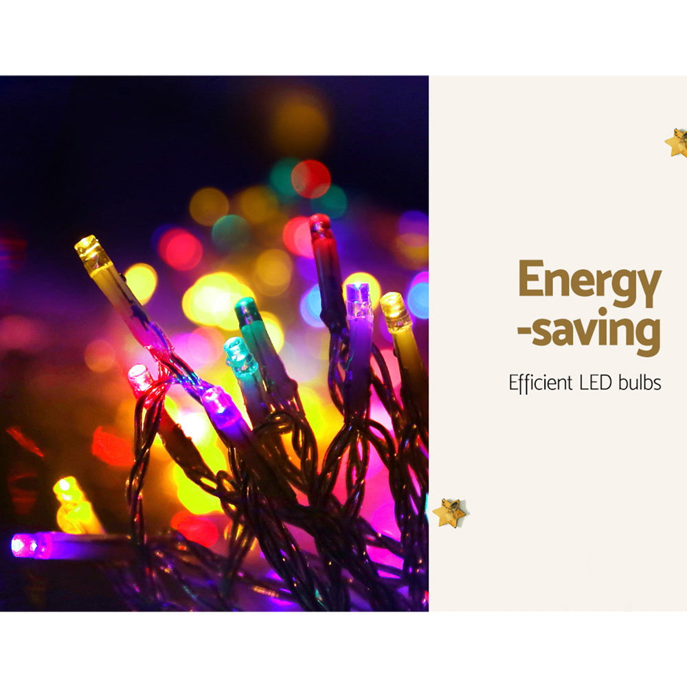 Jingle Jollys Solar Cascading Christmas Lights 6 Strand 200 LED Multicolour 3m