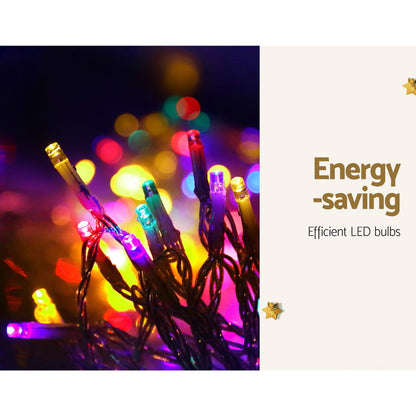 Jingle Jollys Solar Cascading Christmas Lights 6 Strand 200 LED Multicolour 3m
