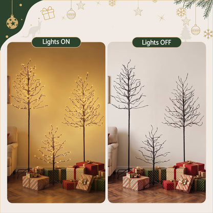 Jingle Jollys 3 Pack LED Christmas Tree Lighted Birch Tree Indoor Outdoor Xmas Decor Warm White